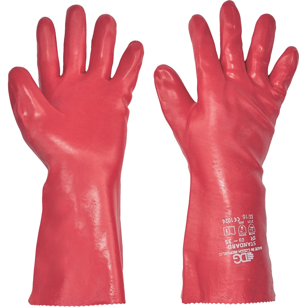 Rukavice máčené v PVC Standard 35cm červená náhradní plnění